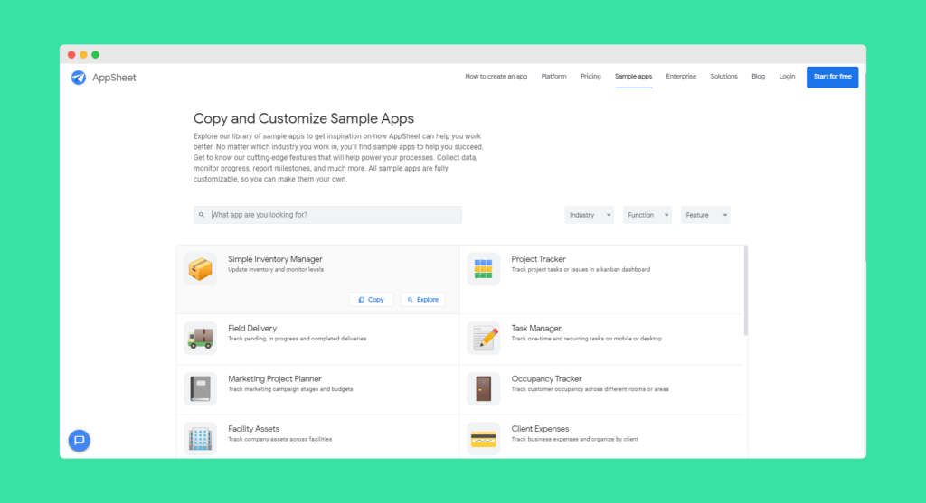 ทดลองใช้ Sample App ของ AppSheet