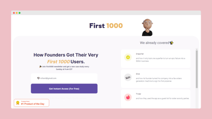 เว็บไซต์รวบรวมกรณีศึกษาการหาลูกค้าของบริษัทสตาร์ทอัพในชื่อ First1000