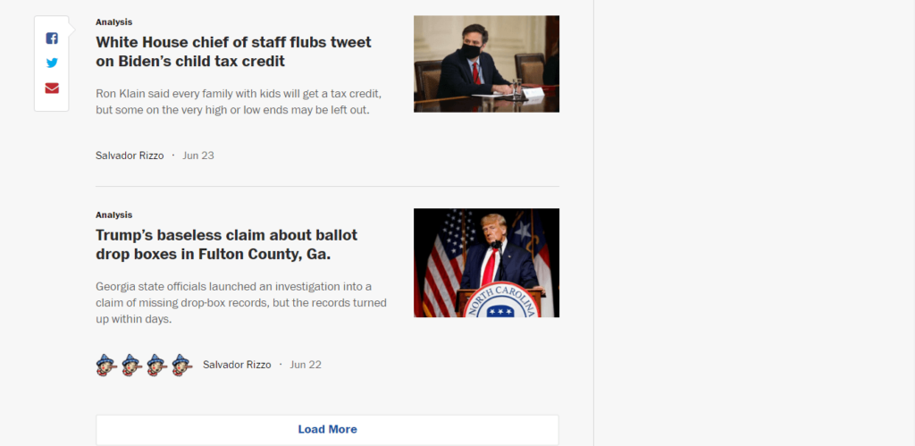 ตัวอย่างสกู๊ปข่าว Fact Checker โดย The Washington Post